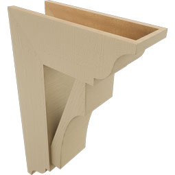 Ekena Millwork - BKTUR0756X20X32WTL01RCPR - Timberthane Faux Wood Westlake Style Bracket w/ Offset Brace, Traditional Ends, 7 1/2"W x 20"D x 32"H, Primed Tan