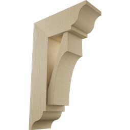 Ekena Millwork - BKTUR0756X20X32WTL01RCPR - Timberthane Faux Wood Westlake Style Bracket w/ Offset Brace, Traditional Ends, 7 1/2"W x 20"D x 32"H, Primed Tan