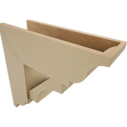 Ekena Millwork - BKTUR0756X22X22WTL01RCPR - Timberthane Faux Wood Westlake Style Bracket w/ Offset Brace, Traditional Ends, 7 1/2"W x 22"D x 22"H, Primed Tan