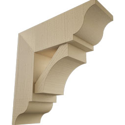 Ekena Millwork - BKTUR0756X22X22WTL01RCPR - Timberthane Faux Wood Westlake Style Bracket w/ Offset Brace, Traditional Ends, 7 1/2"W x 22"D x 22"H, Primed Tan