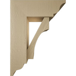 Ekena Millwork - BKTUR0756X22X30WTL01RCPR - Timberthane Faux Wood Westlake Style Bracket w/ Offset Brace, Traditional Ends, 7 1/2"W x 22"D x 30"H, Primed Tan