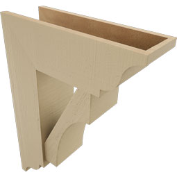 Ekena Millwork - BKTUR0756X22X30WTL01RCPR - Timberthane Faux Wood Westlake Style Bracket w/ Offset Brace, Traditional Ends, 7 1/2"W x 22"D x 30"H, Primed Tan