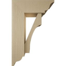 Ekena Millwork - BKTUR0756X22X34WTL01RCPR - Timberthane Faux Wood Westlake Style Bracket w/ Offset Brace, Traditional Ends, 7 1/2"W x 22"D x 34"H, Primed Tan