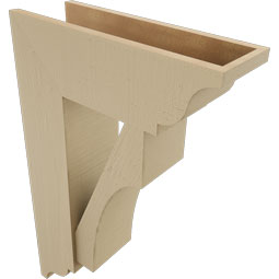 Ekena Millwork - BKTUR0756X22X34WTL01RCPR - Timberthane Faux Wood Westlake Style Bracket w/ Offset Brace, Traditional Ends, 7 1/2"W x 22"D x 34"H, Primed Tan