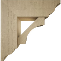 Ekena Millwork - BKTUR0756X24X24WTL01RCPR - Timberthane Faux Wood Westlake Style Bracket w/ Offset Brace, Traditional Ends, 7 1/2"W x 24"D x 24"H, Primed Tan