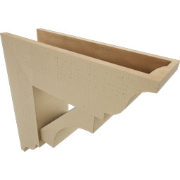 Ekena Millwork - BKTUR0756X24X24WTL01RCPR - Timberthane Faux Wood Westlake Style Bracket w/ Offset Brace, Traditional Ends, 7 1/2"W x 24"D x 24"H, Primed Tan