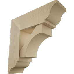 Ekena Millwork - BKTUR0756X24X24WTL01RCPR - Timberthane Faux Wood Westlake Style Bracket w/ Offset Brace, Traditional Ends, 7 1/2"W x 24"D x 24"H, Primed Tan