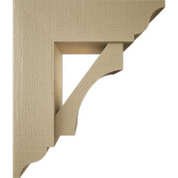 Ekena Millwork - BKTUR0756X24X28WTL01RCPR - Timberthane Faux Wood Westlake Style Bracket w/ Offset Brace, Traditional Ends, 7 1/2"W x 24"D x 28"H, Primed Tan