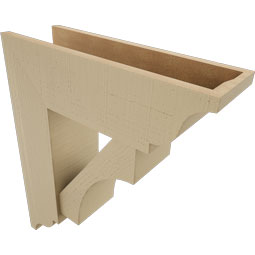 Ekena Millwork - BKTUR0756X24X28WTL01RCPR - Timberthane Faux Wood Westlake Style Bracket w/ Offset Brace, Traditional Ends, 7 1/2"W x 24"D x 28"H, Primed Tan