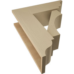 Ekena Millwork - BKTUR0756X24X28WTL01RCPR - Timberthane Faux Wood Westlake Style Bracket w/ Offset Brace, Traditional Ends, 7 1/2"W x 24"D x 28"H, Primed Tan