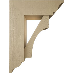 Ekena Millwork - BKTUR0756X24X32WTL01RCPR - Timberthane Faux Wood Westlake Style Bracket w/ Offset Brace, Traditional Ends, 7 1/2"W x 24"D x 32"H, Primed Tan