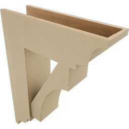 Ekena Millwork - BKTUR0756X24X32WTL01RCPR - Timberthane Faux Wood Westlake Style Bracket w/ Offset Brace, Traditional Ends, 7 1/2"W x 24"D x 32"H, Primed Tan