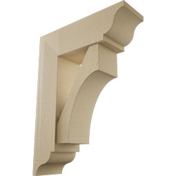 Ekena Millwork - BKTUR0756X24X32WTL01RCPR - Timberthane Faux Wood Westlake Style Bracket w/ Offset Brace, Traditional Ends, 7 1/2"W x 24"D x 32"H, Primed Tan