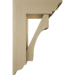 Ekena Millwork - BKTUR0756X24X36WTL01RCPR - Timberthane Faux Wood Westlake Style Bracket w/ Offset Brace, Traditional Ends, 7 1/2"W x 24"D x 36"H, Primed Tan