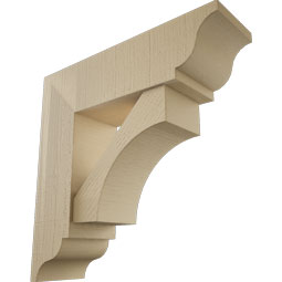 Ekena Millwork - BKTUR0756X26X26WTL01RCPR - Timberthane Faux Wood Westlake Style Bracket w/ Offset Brace, Traditional Ends, 7 1/2"W x 26"D x 26"H, Primed Tan