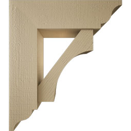 Ekena Millwork - BKTUR0756X26X30WTL01RCPR - Timberthane Faux Wood Westlake Style Bracket w/ Offset Brace, Traditional Ends, 7 1/2"W x 26"D x 30"H, Primed Tan