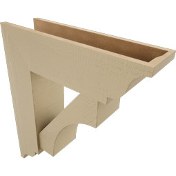 Ekena Millwork - BKTUR0756X26X30WTL01RCPR - Timberthane Faux Wood Westlake Style Bracket w/ Offset Brace, Traditional Ends, 7 1/2"W x 26"D x 30"H, Primed Tan