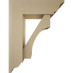 Ekena Millwork - BKTUR0756X26X34WTL01RCPR - Timberthane Faux Wood Westlake Style Bracket w/ Offset Brace, Traditional Ends, 7 1/2"W x 26"D x 34"H, Primed Tan