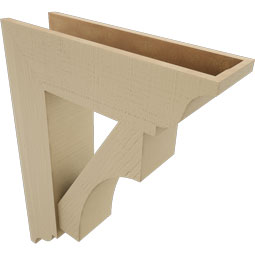Ekena Millwork - BKTUR0756X26X34WTL01RCPR - Timberthane Faux Wood Westlake Style Bracket w/ Offset Brace, Traditional Ends, 7 1/2"W x 26"D x 34"H, Primed Tan