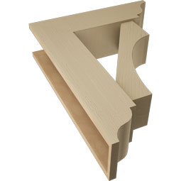 Ekena Millwork - BKTUR0756X26X34WTL01RCPR - Timberthane Faux Wood Westlake Style Bracket w/ Offset Brace, Traditional Ends, 7 1/2"W x 26"D x 34"H, Primed Tan