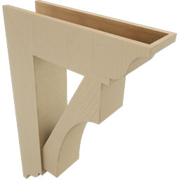 Ekena Millwork - BKTUR0756X26X38WTL01RCPR - Timberthane Faux Wood Westlake Style Bracket w/ Offset Brace, Traditional Ends, 7 1/2"W x 26"D x 38"H, Primed Tan
