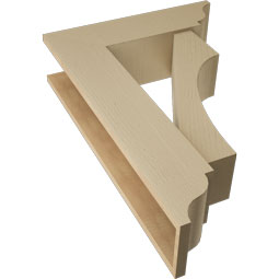Ekena Millwork - BKTUR0756X26X38WTL01RCPR - Timberthane Faux Wood Westlake Style Bracket w/ Offset Brace, Traditional Ends, 7 1/2"W x 26"D x 38"H, Primed Tan