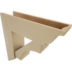 Ekena Millwork - BKTUR0756X28X28WTL01RCPR - Timberthane Faux Wood Westlake Style Bracket w/ Offset Brace, Traditional Ends, 7 1/2"W x 28"D x 28"H, Primed Tan