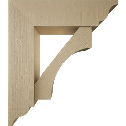 Ekena Millwork - BKTUR0756X28X32WTL01RCPR - Timberthane Faux Wood Westlake Style Bracket w/ Offset Brace, Traditional Ends, 7 1/2"W x 28"D x 32"H, Primed Tan