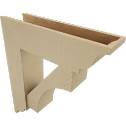 Ekena Millwork - BKTUR0756X28X32WTL01RCPR - Timberthane Faux Wood Westlake Style Bracket w/ Offset Brace, Traditional Ends, 7 1/2"W x 28"D x 32"H, Primed Tan