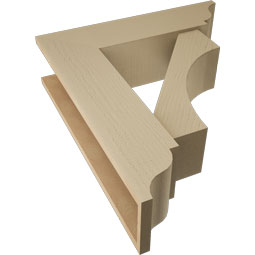 Ekena Millwork - BKTUR0756X28X32WTL01RCPR - Timberthane Faux Wood Westlake Style Bracket w/ Offset Brace, Traditional Ends, 7 1/2"W x 28"D x 32"H, Primed Tan