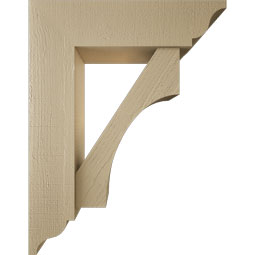 Ekena Millwork - BKTUR0756X28X36WTL01RCPR - Timberthane Faux Wood Westlake Style Bracket w/ Offset Brace, Traditional Ends, 7 1/2"W x 28"D x 36"H, Primed Tan