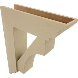 Ekena Millwork - BKTUR0756X28X36WTL01RCPR - Timberthane Faux Wood Westlake Style Bracket w/ Offset Brace, Traditional Ends, 7 1/2"W x 28"D x 36"H, Primed Tan