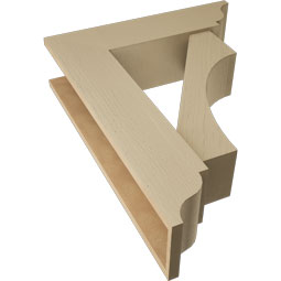 Ekena Millwork - BKTUR0756X28X36WTL01RCPR - Timberthane Faux Wood Westlake Style Bracket w/ Offset Brace, Traditional Ends, 7 1/2"W x 28"D x 36"H, Primed Tan