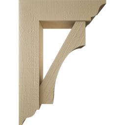 Ekena Millwork - BKTUR0756X28X40WTL01RCPR - Timberthane Faux Wood Westlake Style Bracket w/ Offset Brace, Traditional Ends, 7 1/2"W x 28"D x 40"H, Primed Tan