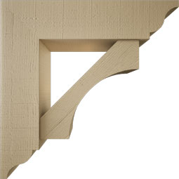 Ekena Millwork - BKTUR0756X30X30WTL01RCPR - Timberthane Faux Wood Westlake Style Bracket w/ Offset Brace, Traditional Ends, 7 1/2"W x 30"D x 30"H, Primed Tan