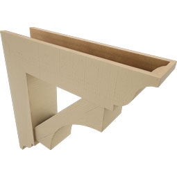 Ekena Millwork - BKTUR0756X30X30WTL01RCPR - Timberthane Faux Wood Westlake Style Bracket w/ Offset Brace, Traditional Ends, 7 1/2"W x 30"D x 30"H, Primed Tan