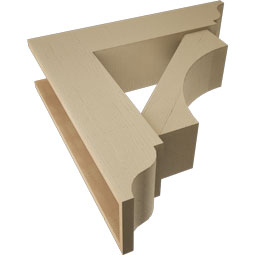 Ekena Millwork - BKTUR0756X30X30WTL01RCPR - Timberthane Faux Wood Westlake Style Bracket w/ Offset Brace, Traditional Ends, 7 1/2"W x 30"D x 30"H, Primed Tan