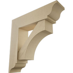 Ekena Millwork - BKTUR0756X30X30WTL01RCPR - Timberthane Faux Wood Westlake Style Bracket w/ Offset Brace, Traditional Ends, 7 1/2"W x 30"D x 30"H, Primed Tan