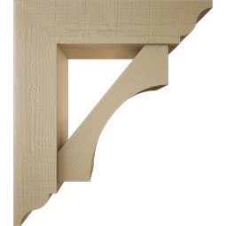Ekena Millwork - BKTUR0756X30X34WTL01RCPR - Timberthane Faux Wood Westlake Style Bracket w/ Offset Brace, Traditional Ends, 7 1/2"W x 30"D x 34"H, Primed Tan