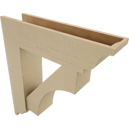 Ekena Millwork - BKTUR0756X30X34WTL01RCPR - Timberthane Faux Wood Westlake Style Bracket w/ Offset Brace, Traditional Ends, 7 1/2"W x 30"D x 34"H, Primed Tan