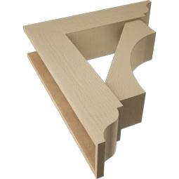 Ekena Millwork - BKTUR0756X30X34WTL01RCPR - Timberthane Faux Wood Westlake Style Bracket w/ Offset Brace, Traditional Ends, 7 1/2"W x 30"D x 34"H, Primed Tan