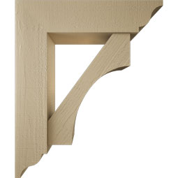 Ekena Millwork - BKTUR0756X30X36WTL01RCPR - Timberthane Faux Wood Westlake Style Bracket w/ Offset Brace, Traditional Ends, 7 1/2"W x 30"D x 36"H, Primed Tan