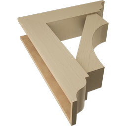 Ekena Millwork - BKTUR0756X30X36WTL01RCPR - Timberthane Faux Wood Westlake Style Bracket w/ Offset Brace, Traditional Ends, 7 1/2"W x 30"D x 36"H, Primed Tan
