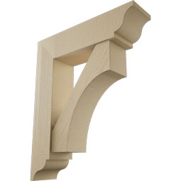Ekena Millwork - BKTUR0756X30X36WTL01RCPR - Timberthane Faux Wood Westlake Style Bracket w/ Offset Brace, Traditional Ends, 7 1/2"W x 30"D x 36"H, Primed Tan