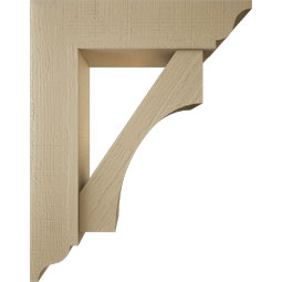 Ekena Millwork - BKTUR0756X30X38WTL01RCPR - Timberthane Faux Wood Westlake Style Bracket w/ Offset Brace, Traditional Ends, 7 1/2"W x 30"D x 38"H, Primed Tan