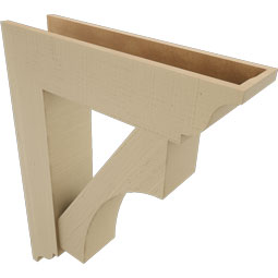 Ekena Millwork - BKTUR0756X30X38WTL01RCPR - Timberthane Faux Wood Westlake Style Bracket w/ Offset Brace, Traditional Ends, 7 1/2"W x 30"D x 38"H, Primed Tan