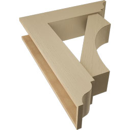 Ekena Millwork - BKTUR0756X30X38WTL01RCPR - Timberthane Faux Wood Westlake Style Bracket w/ Offset Brace, Traditional Ends, 7 1/2"W x 30"D x 38"H, Primed Tan