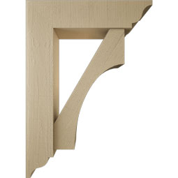 Ekena Millwork - BKTUR0756X30X42WTL01RCPR - Timberthane Faux Wood Westlake Style Bracket w/ Offset Brace, Traditional Ends, 7 1/2"W x 30"D x 42"H, Primed Tan