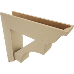 Ekena Millwork - BKTUR0756X32X32WTL01RCPR - Timberthane Faux Wood Westlake Style Bracket w/ Offset Brace, Traditional Ends, 7 1/2"W x 32"D x 32"H, Primed Tan