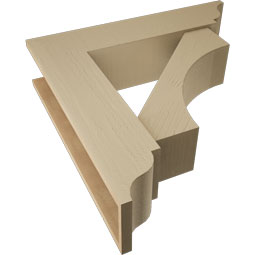 Ekena Millwork - BKTUR0756X32X32WTL01RCPR - Timberthane Faux Wood Westlake Style Bracket w/ Offset Brace, Traditional Ends, 7 1/2"W x 32"D x 32"H, Primed Tan